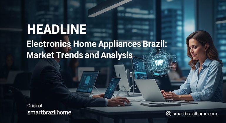 Smart home appliances in a Brazilian living room, highlighting connected devices and energy-efficient technology.