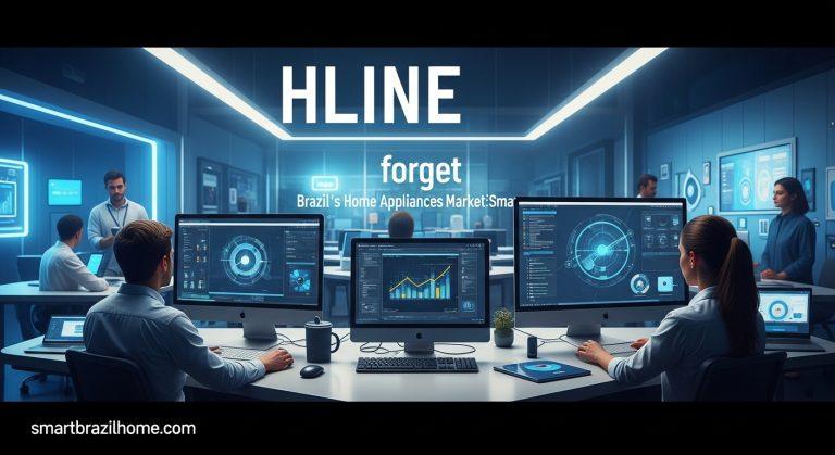 Brazilian kitchen featuring smart energy-efficient appliances controlled by a mobile device