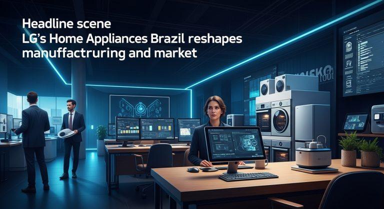 LG manufacturing facility in Brazil with assembly line and branding