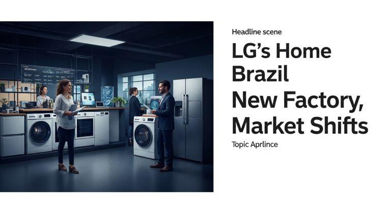 Factory floor of LG appliances in Brazil with automated lines and workers.