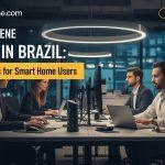 Brazilian smart home setup with betting app on screen