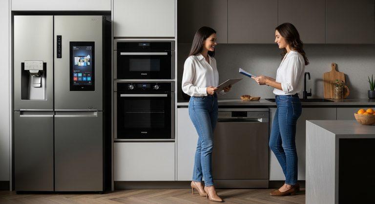 Brazilian kitchen with modern smart appliances in a sunlit home